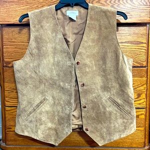 GREAT NORTHWEST WOMENS SUEDE LEATHER VEST XL LIGHT BROWN BUTTON DOWN PRE-OWNED
